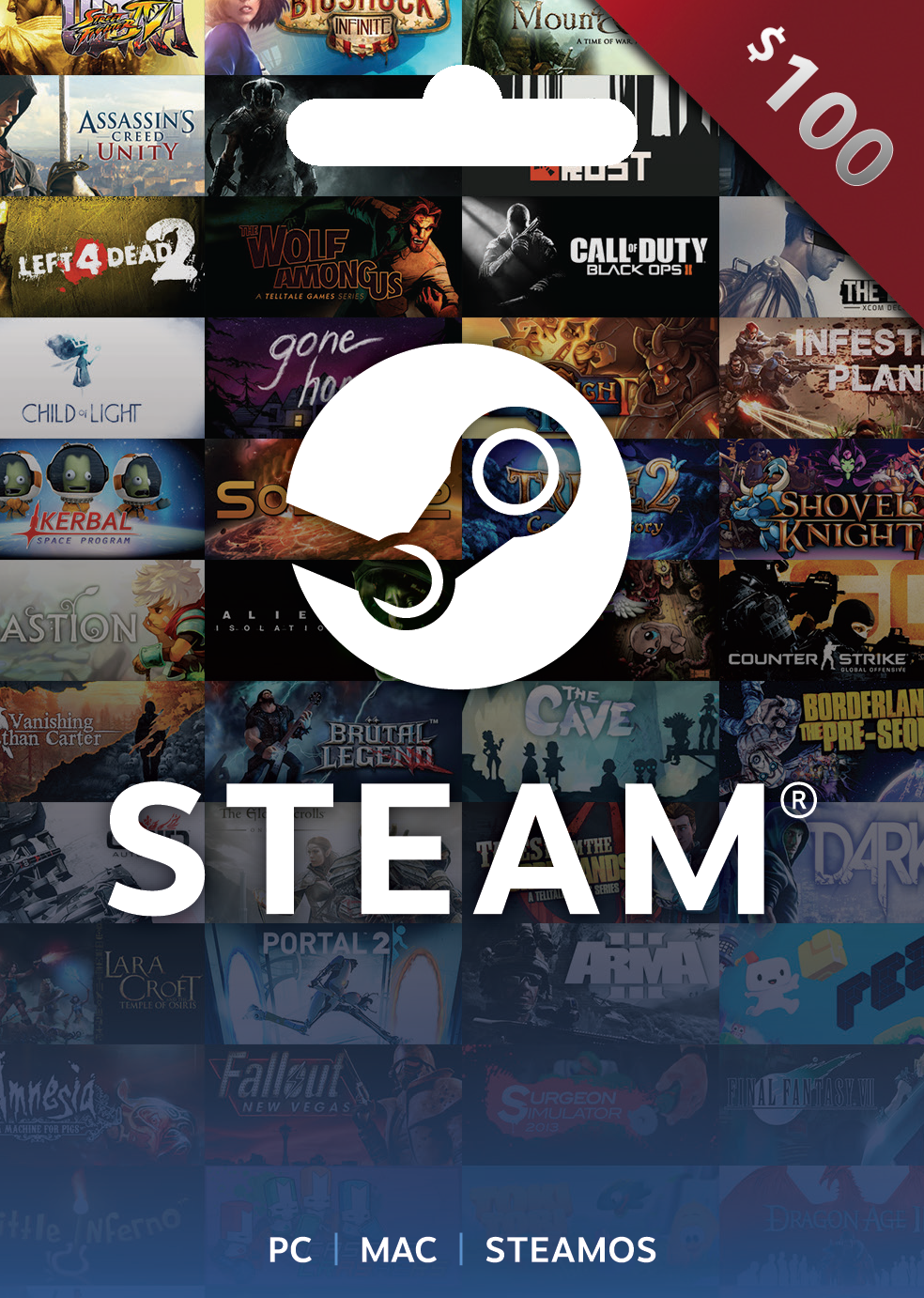 Пополнение баланса Steam на 100$