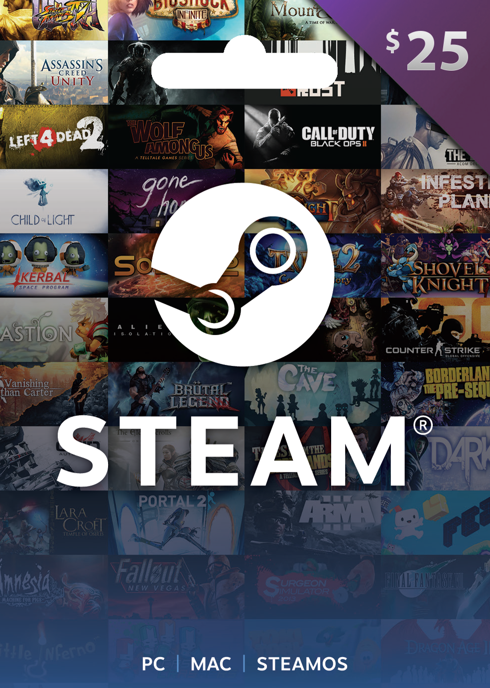 Пополнение баланса Steam на 25$